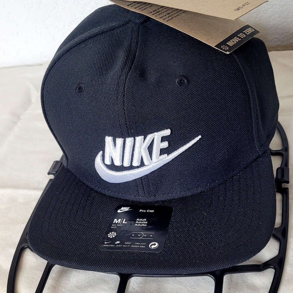 Nike Black Snapback Hat with White Embroidered Swoosh